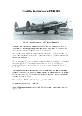 A preview of a PDF biography for Cameron, Clare Reid